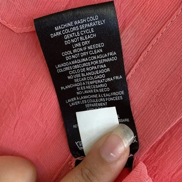 Womens Orange Sheer Tie Front Button Up Lace Back in size Medium - Picture 7 of 7